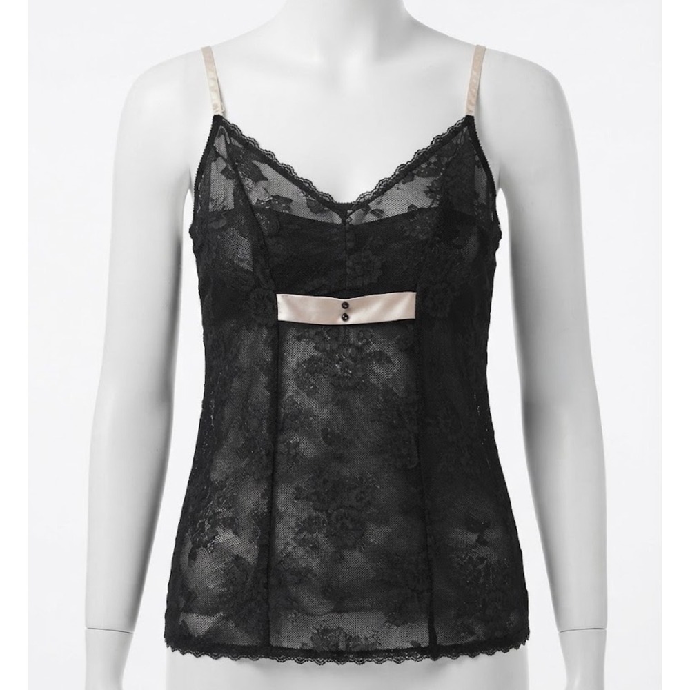 Simply Vera Wang Black Lace Satin Trim Cami Tank Top XL Whimsigoth Coquette
